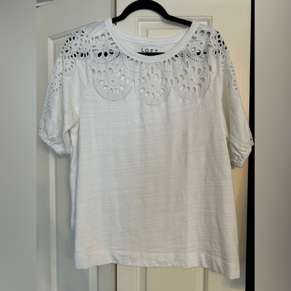 NWT Loft white top with neck detail